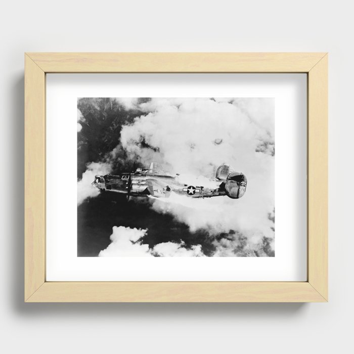 B-24 Liberator In Flames Over Austria - WW2 Recessed Framed Print