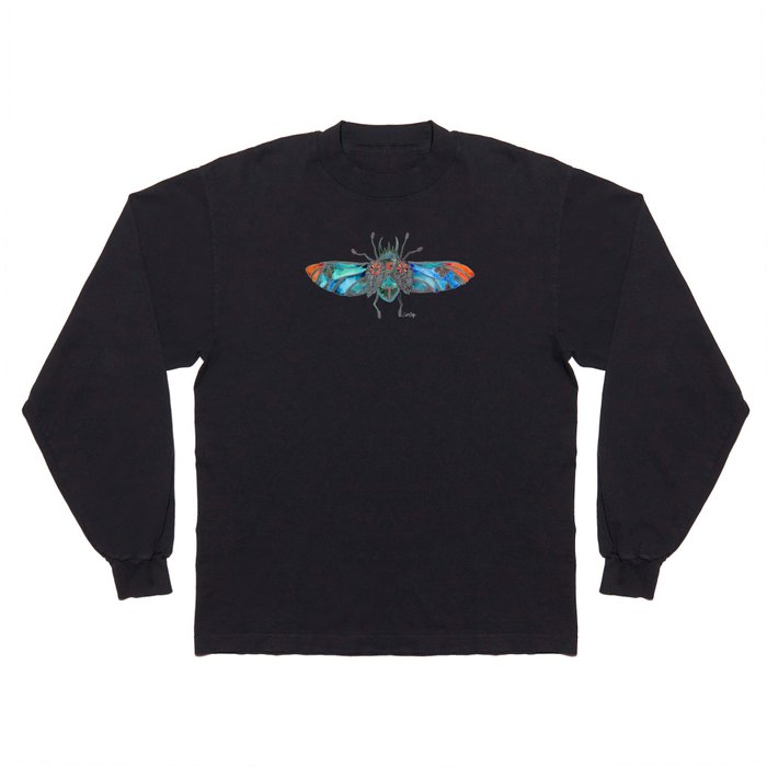Ornamental Scarab – Turquoise & Coral Long Sleeve T Shirt