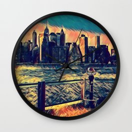 Manhattan skyline in New York City Wall Clock