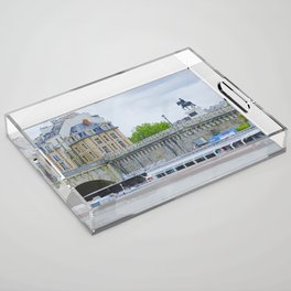 Seine river cruise in Paris | Pont Neuf | Vintage vibes Acrylic Tray