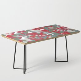 Grey, White, Red Colorful Minimalist Geometric Design Gift Pattern Art Print Coffee Table