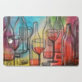Abstract wine art / Friday Night Cutting Board