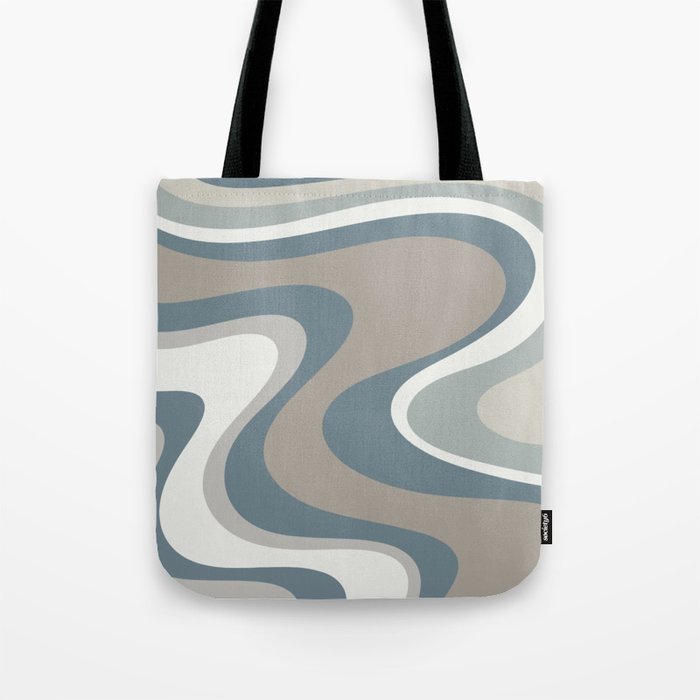 Retro Dream Abstract Swirl Pattern in Neutral Blue Grey Taupe Tote Bag