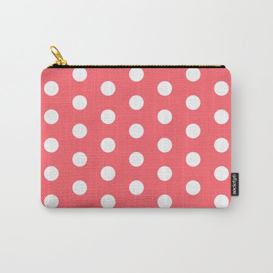 Polka Dot Coral Carry-All Pouch