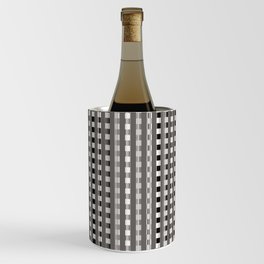 Black and Latte Brown Checkered Art Pattern Wine Chiller