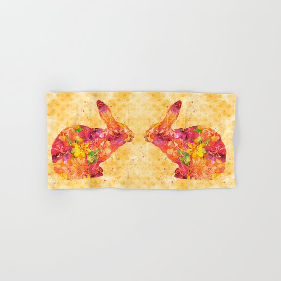 Happy Bunny flower watercolor pattern rabbit Hand & Bath Towel