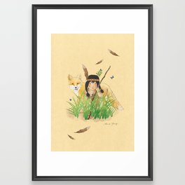 Cat and Fox Stalking Framed Art Print