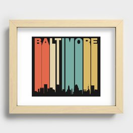 Retro 1970's Baltimore Maryland Downtown Skyline Recessed Framed Print