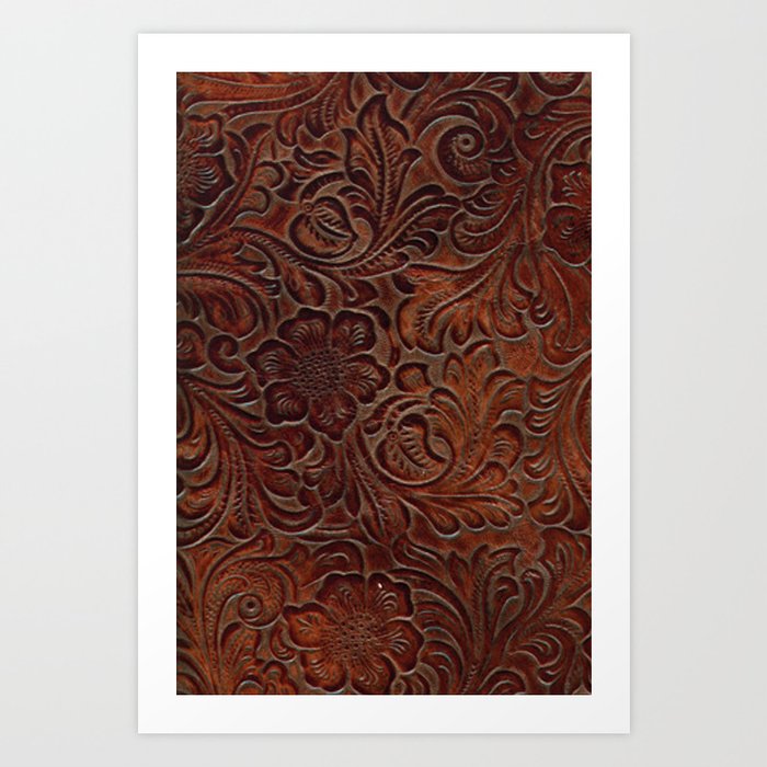 Burnished Rich Brown Tooled Leather Kunstdrucke Burnished Rich Brown Tooled Leather Kunstdrucke