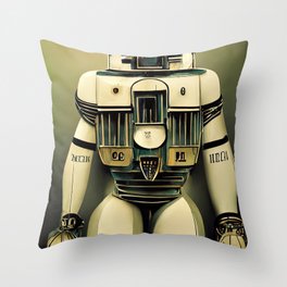 Retro-Futurist Robot Throw Pillow
