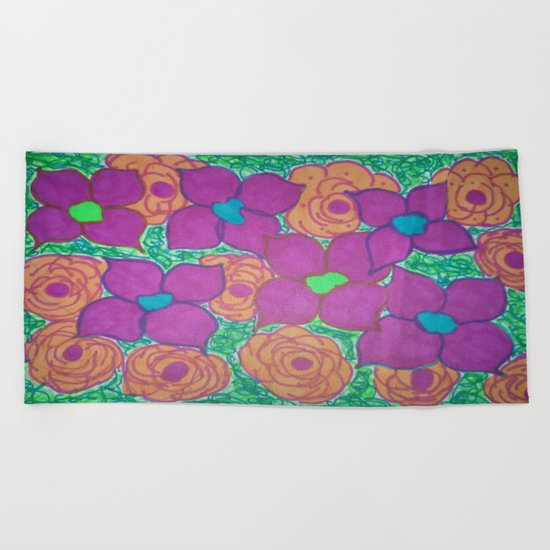 Bold Summer Flowers Beach Towel