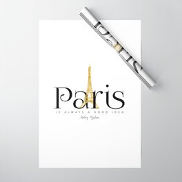 Paris is always a good idea - Audrey Hepburn - gold eiffel Wrapping Paper