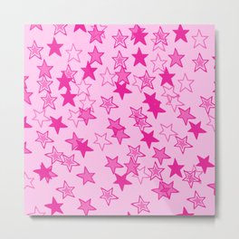 Pink Mini Stars Print - Preppy Aesthetic  Metal Print | Vsco, Retro, 2000S, Drawing, Illustration, Starry, Vibrant, Zodiac, Kawaii, Digital 
