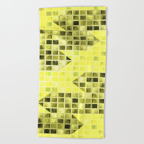Abstract Yellow Arrows Pattern Beach Towel