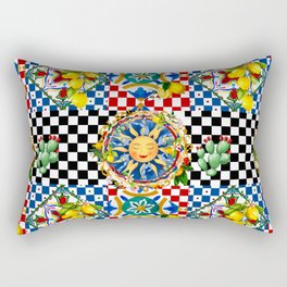 Sicilian sun,tiles,summer,majolica,lemon art Rectangular Pillow