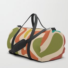 Liquid Swirl Retro Abstract Pattern in Mid Mod Colours on Beige Duffle Bag