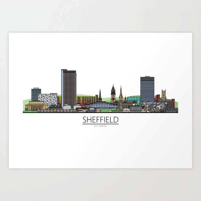 Sheffield Icons Skyline Art Print By Kyleemmerson Society6
