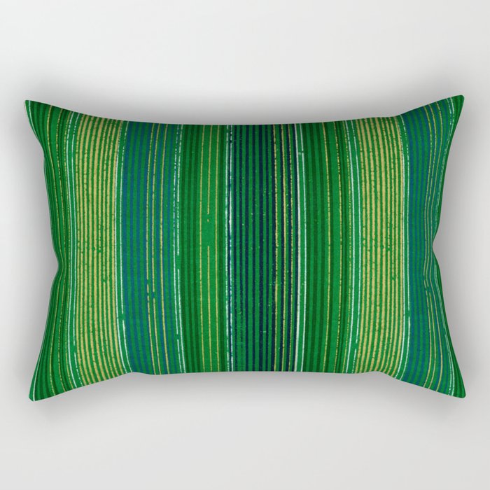 Green Vertical Stripes Japanese Shima-Shima Pattern Rectangular Pillow