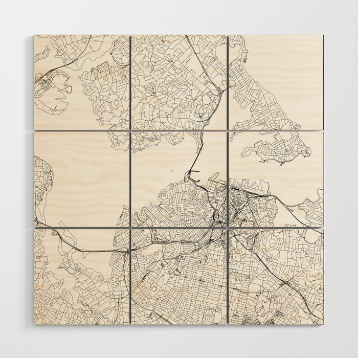 Auckland White Map Wood Wall Art
