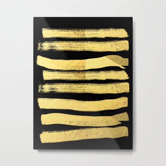 Sochie - black gold minimal black and white modern retro bold dramatic cell phone iphone case trendy Metal Print