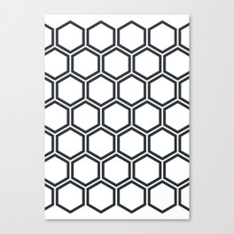 Hexagon White Canvas Print