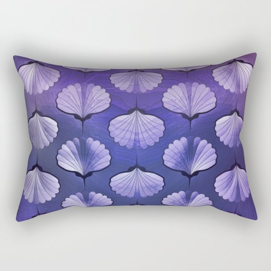Blue sea geometric pattern texture on blurred background. Graphic illustration of seashells template Rectangular Pillow