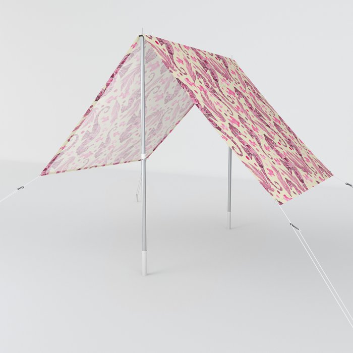 Watercolor Seahorse Pattern - Pink and Cream Sun Shade