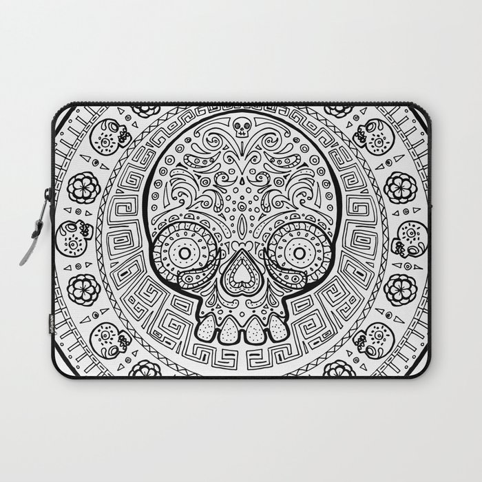Skull mexican art from the Path to Mictlan Laptop Sleeve