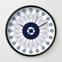 Evil Eye Mandala Wall Clock