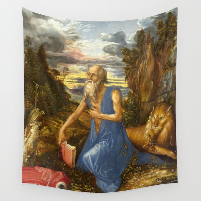 Saint Jerome in the Wilderness by Albrecht Dürer Wall Tapestry
