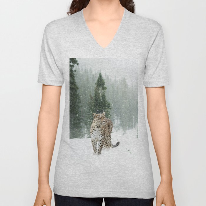 Leopard persian V Neck T Shirt