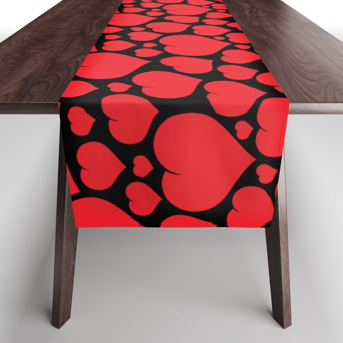 Red Heart On Black Collection Table Runner