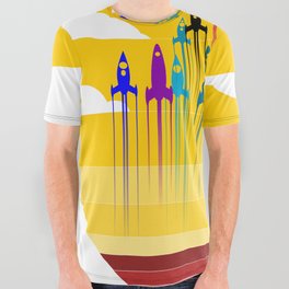 colorful rockets All Over Graphic Tee