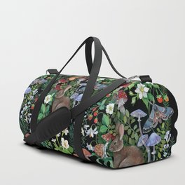 Rabbit and Strawberry Garden Duffle Bag