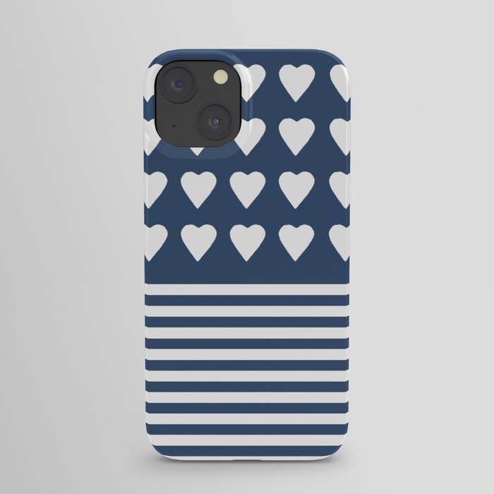 Heart Stripes Navy iPhone Case