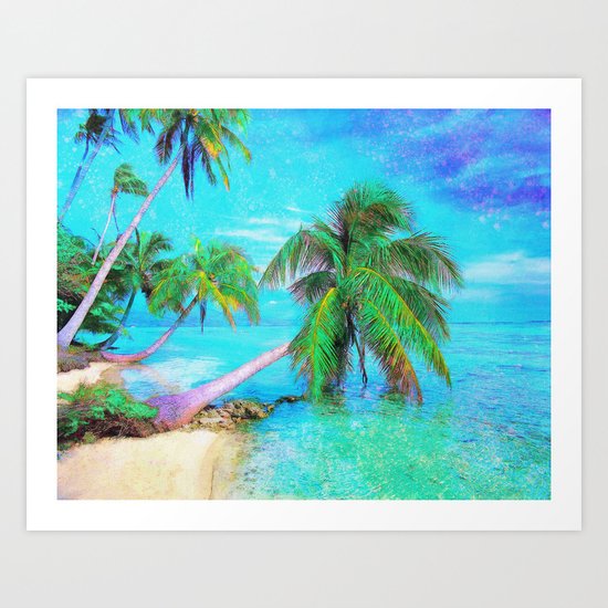 Palms on the Bay Art Print