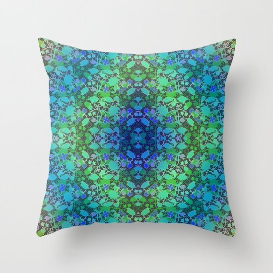 Lila's Flowers Repeat Blue Throw Pillow