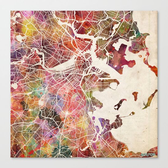 Boston map Canvas Print