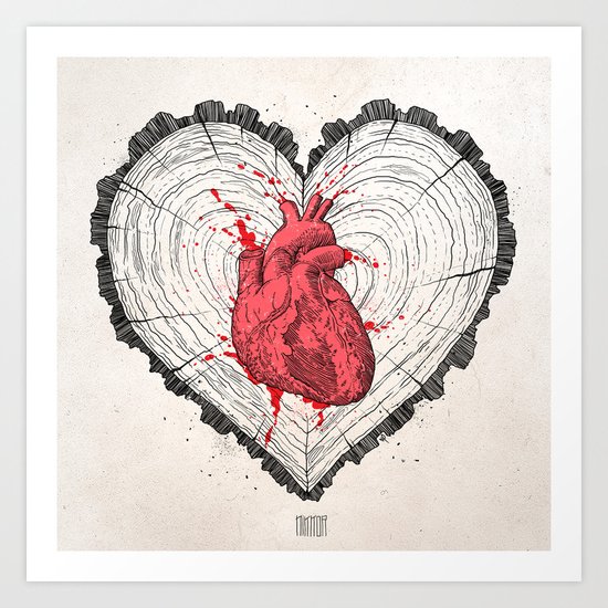 wooden heart Art Print