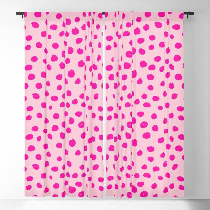 Pink Leopard Print Dalmatian Cheetah Spots Minimal Brushstroke Polka Dots Modern Decor Animal Print  Blackout Curtain