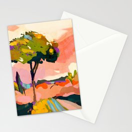 sundown with tree landscape Stationery Card