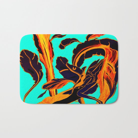 Blue Marker Teal Fire Phoenix Bath Mat