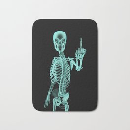 X-ray Bird / X-rayed skeleton demonstrating international hand gesture Badematte