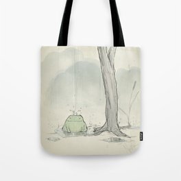 The frog under the rain Tote Bag