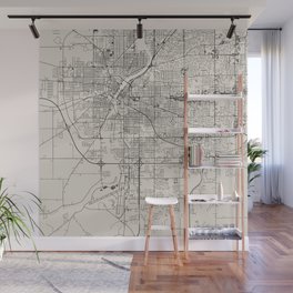 USA Rockford - City Map - Black and White Aesthetic Wall Mural