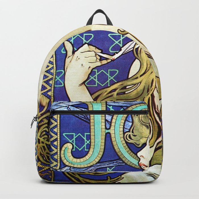 Job Mucha Colorful Artwork Art Nouveau Blond Girl Reproduction Backpack