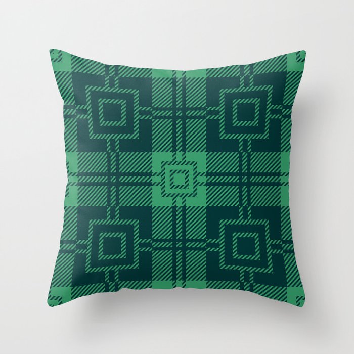 Green Square Pattern Throw Pillow
