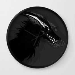 Let me In Wall Clock | Animal, Scary, Black and White, Illustration 