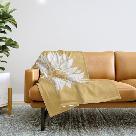 Yellow Sunflower Drawing Throw Blanket By Aterkaderk Society6
