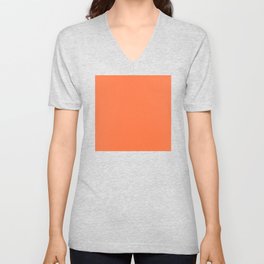 Coral Orange, Solid Orange V Neck T Shirt